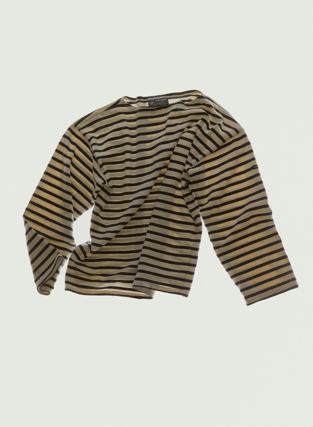 vintage essential brown and black stripped long sleeve shirt on a white background