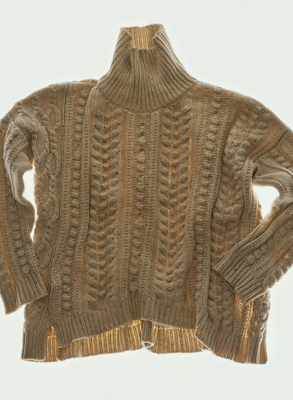 vintage essential brown fisherman knit sweater on white background