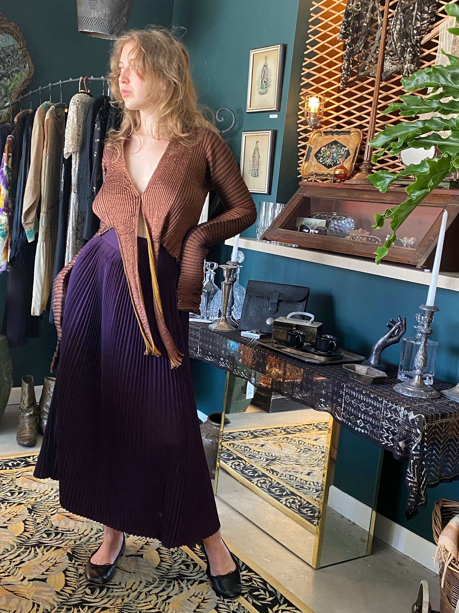 1940's Aubergine Pleated Skirt