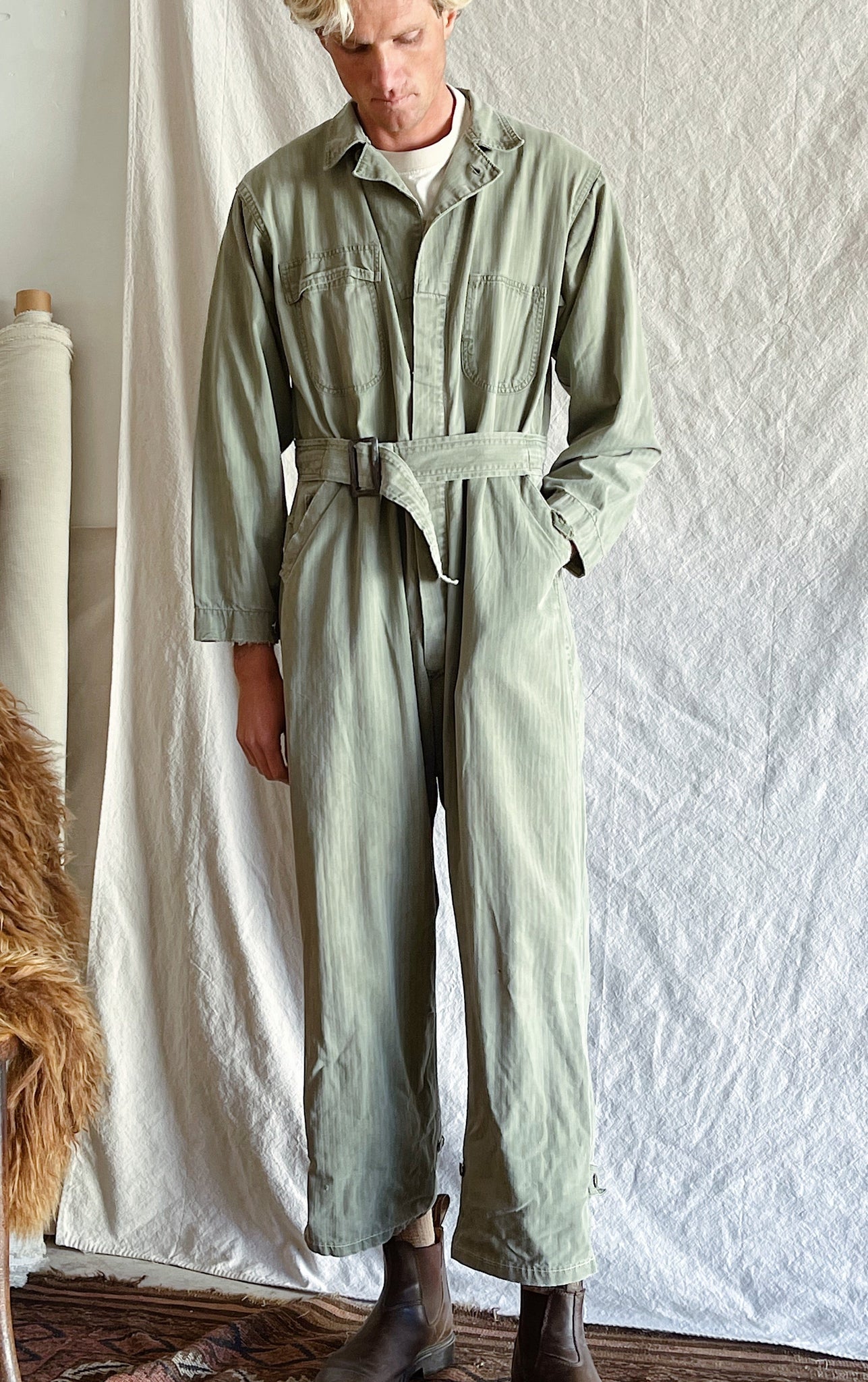 Faded Military Herringbone Coveralls