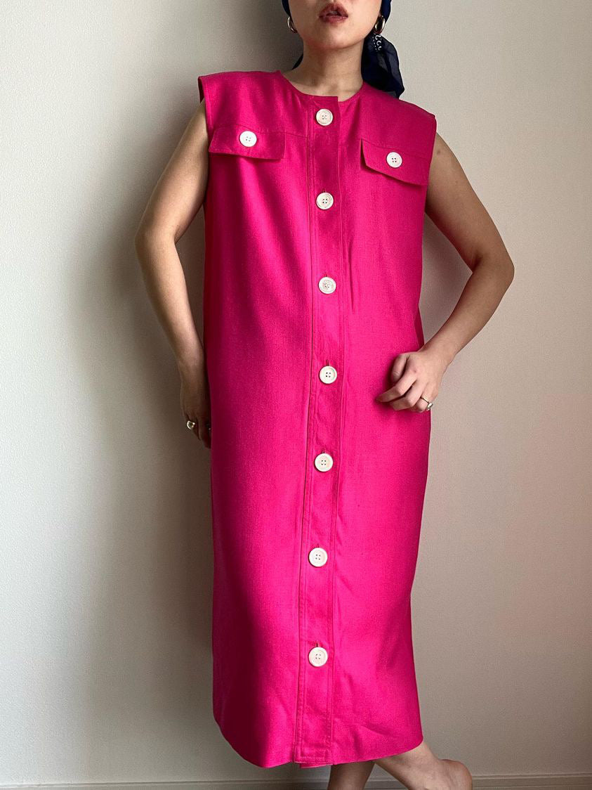 Celine Pink Linen Shift Dress