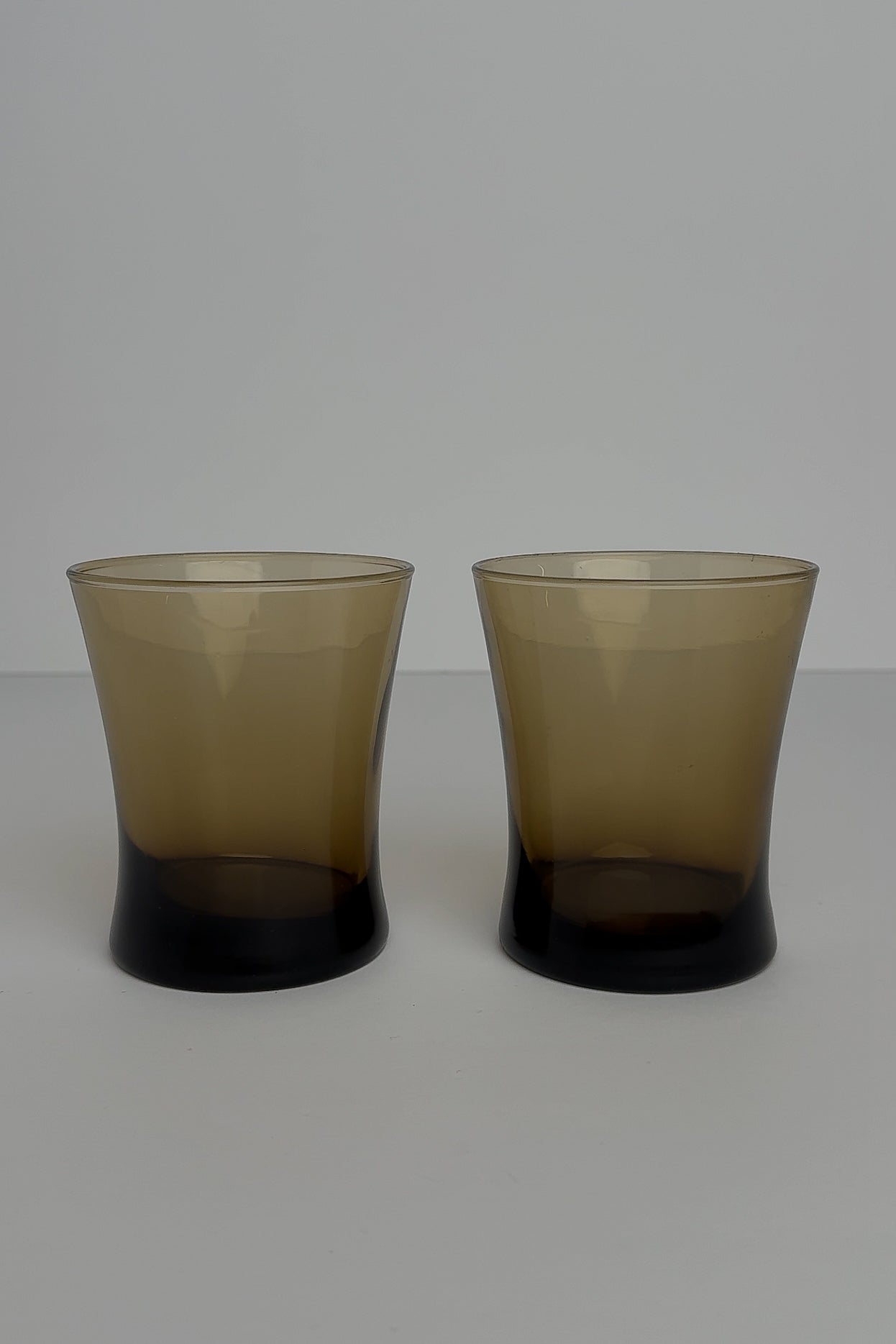 Vintage 90s Olive Drab Smoked Glass Tumblers (2)