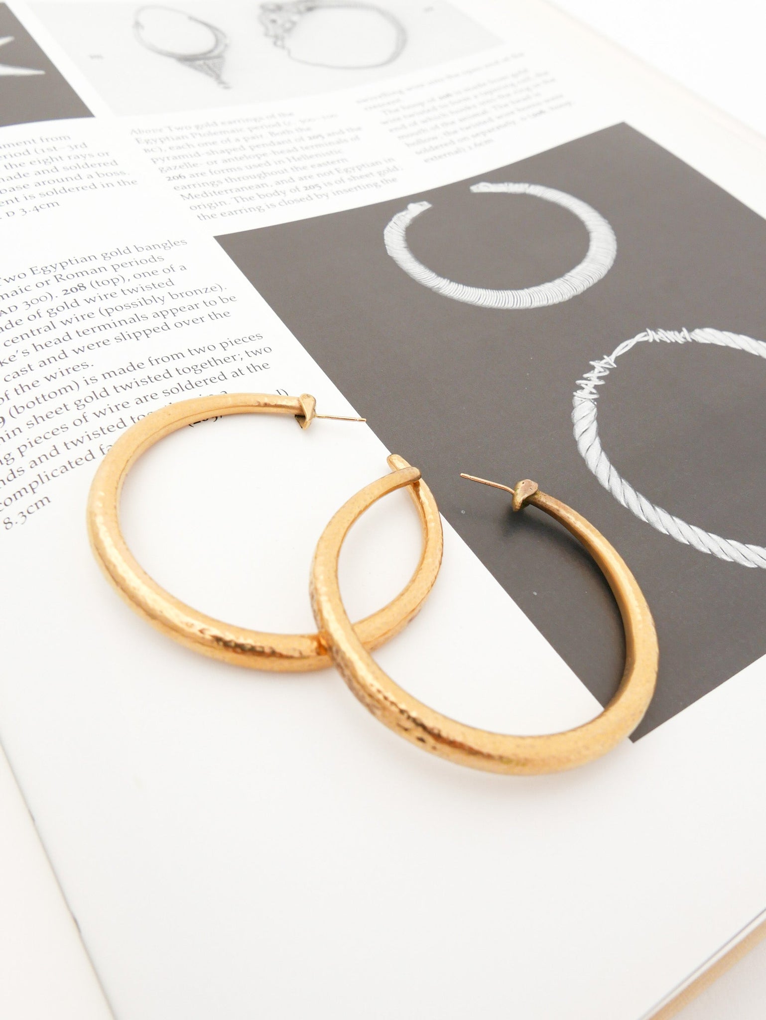 18K Gold Plated Vaubel Hammered 2” Hoop Earrings