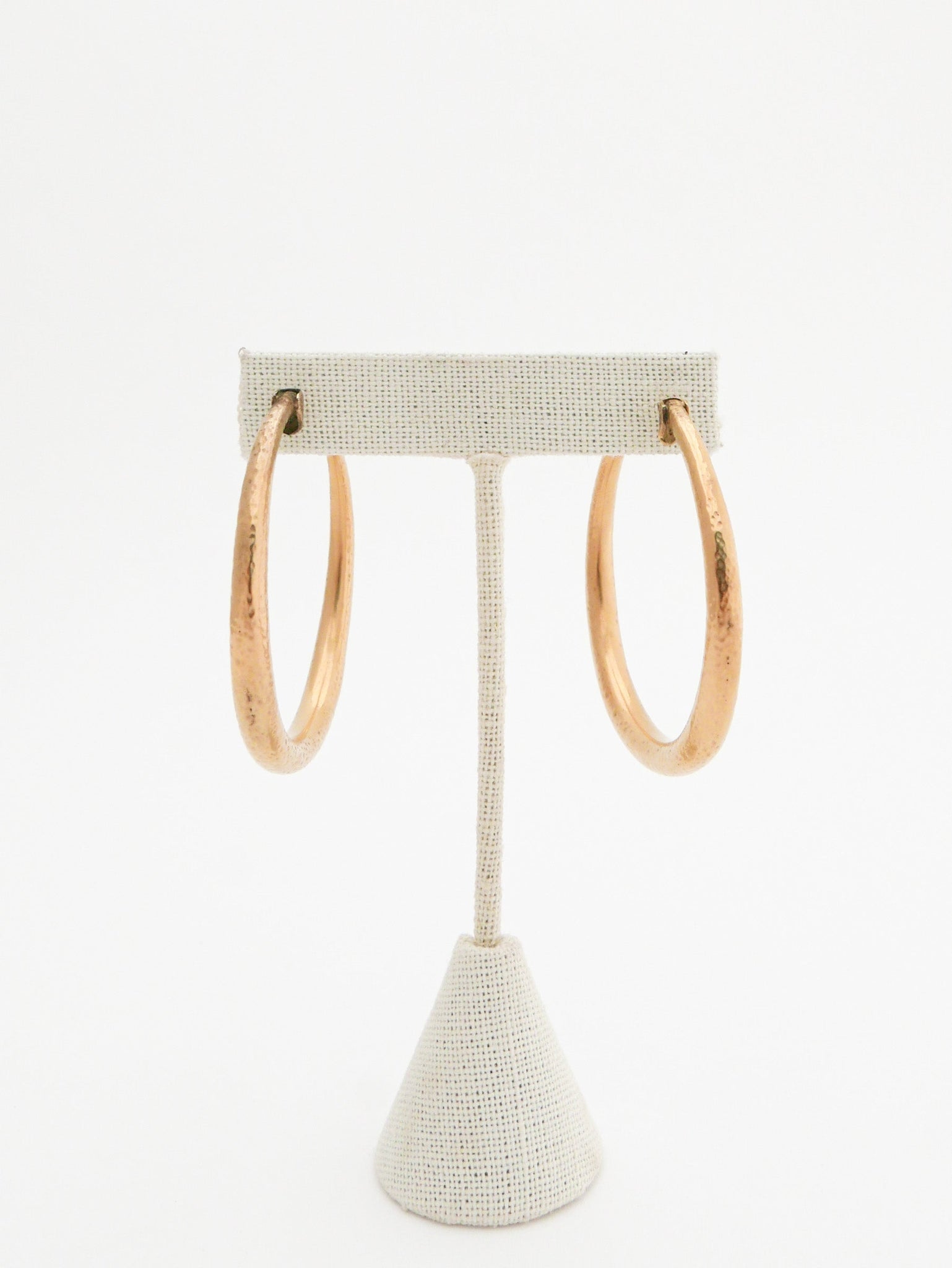 18K Gold Plated Vaubel Hammered 2” Hoop Earrings