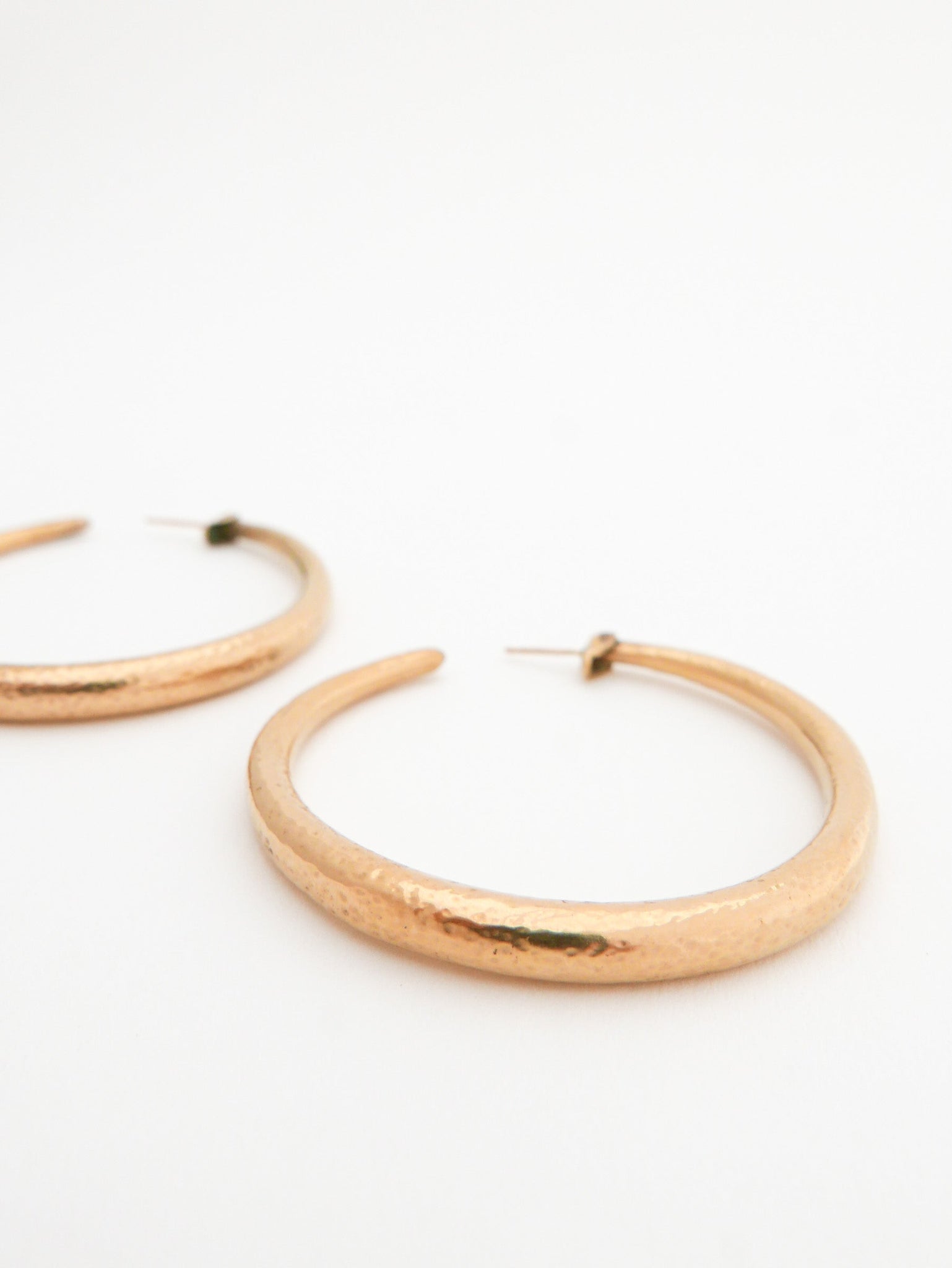 18K Gold Plated Vaubel Hammered 2” Hoop Earrings