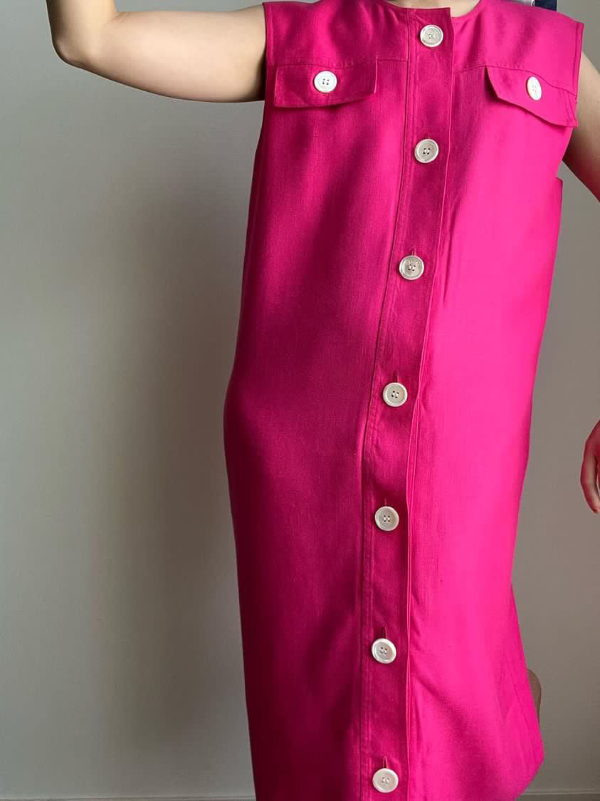 Celine Pink Linen Shift Dress