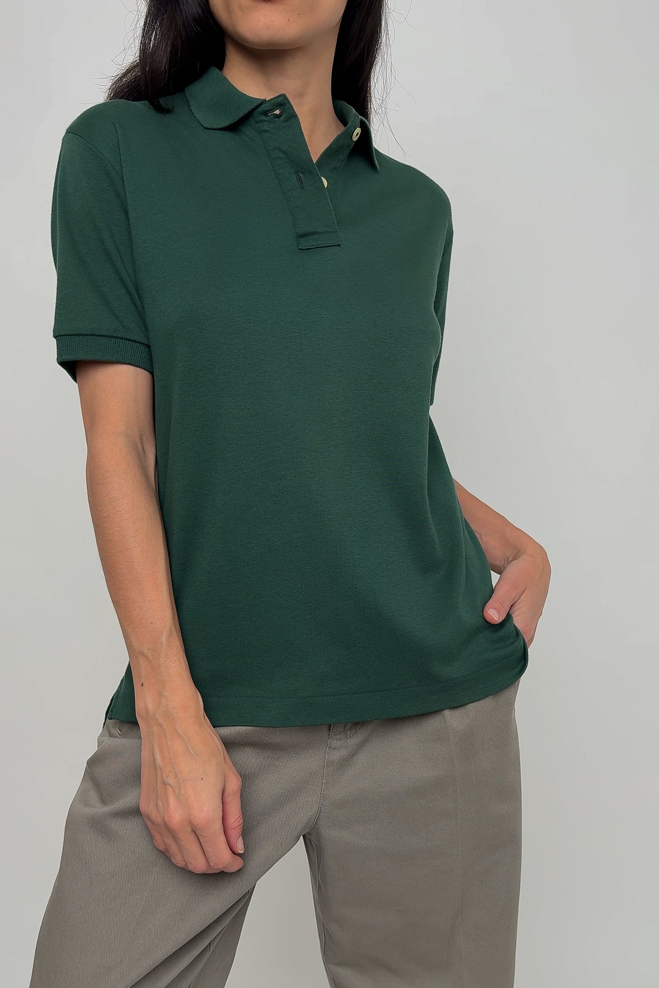 Vintage 90s Pine Green J. Crew Cotton Short Sleeve Polo