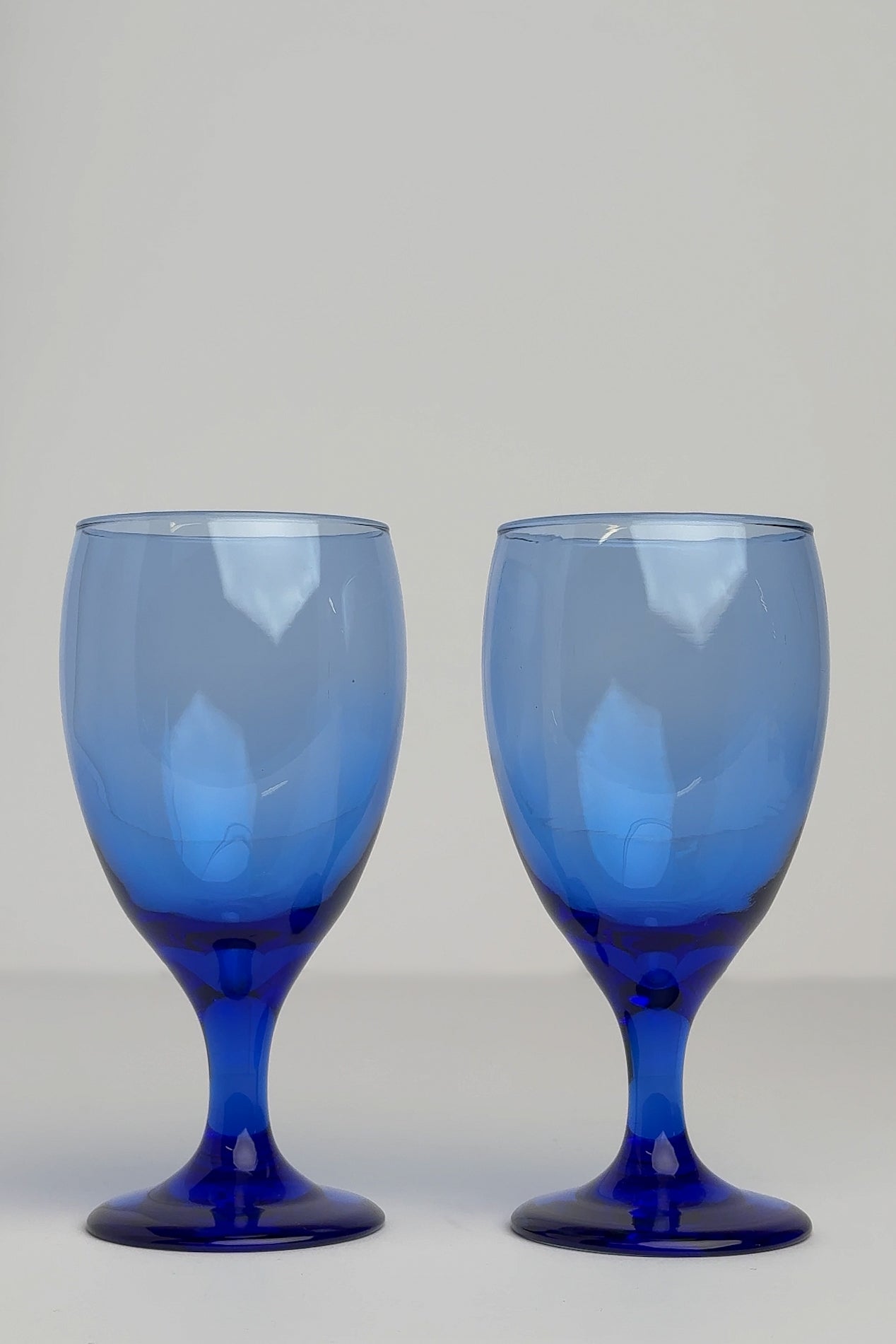 Vintage 90s Lapis Smoked Glass Pokal Goblets (2)