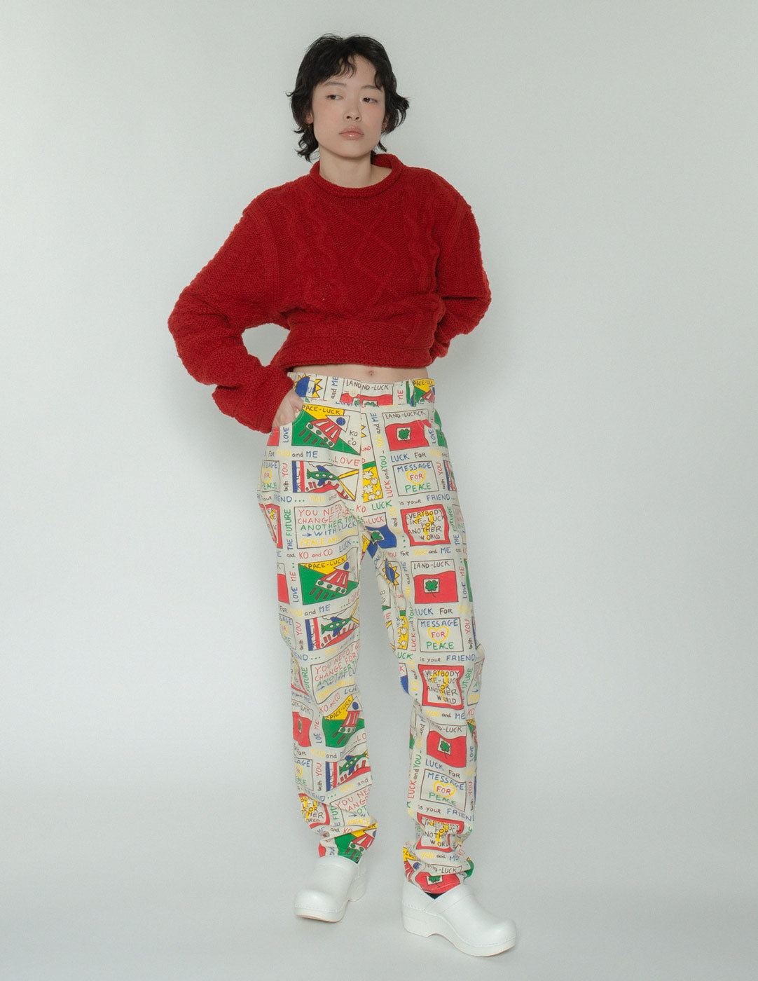 vintage comic cotton trousers