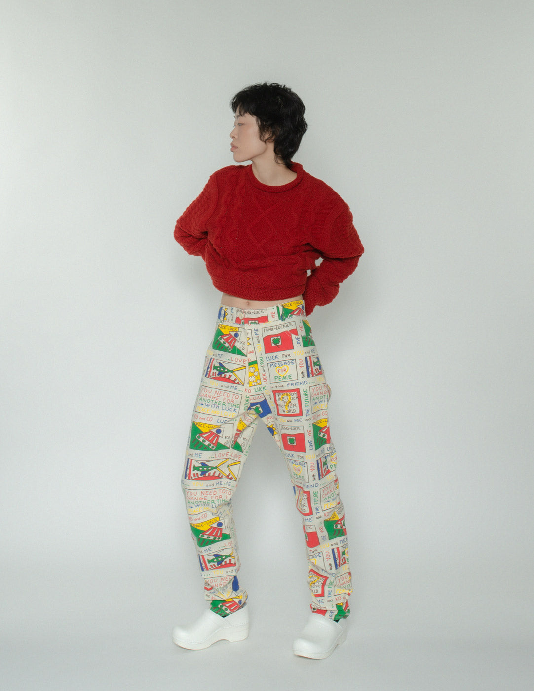 vintage comic cotton trousers