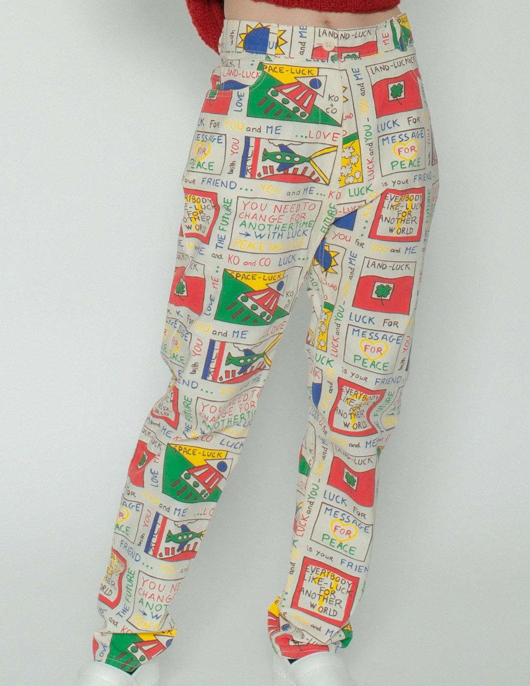 vintage comic cotton trousers