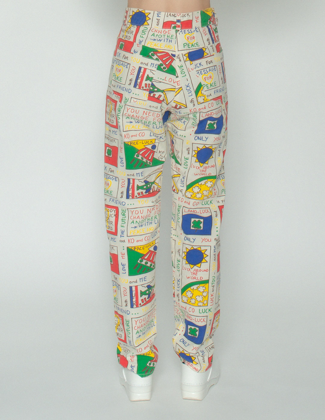 vintage comic cotton trousers