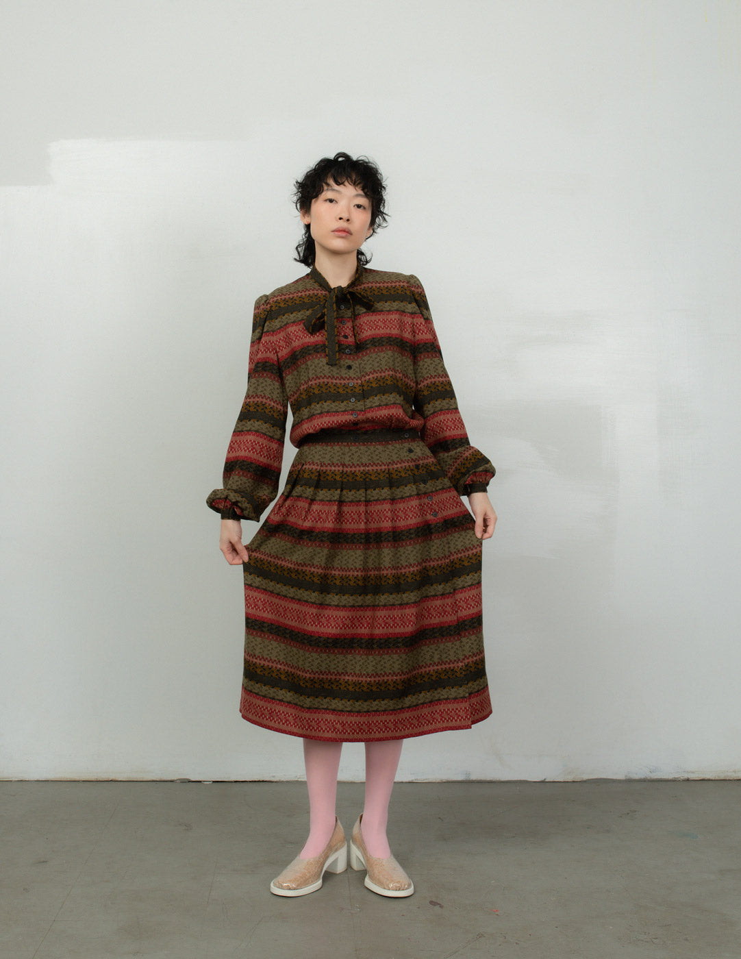 vintage patterned wool and silk dress