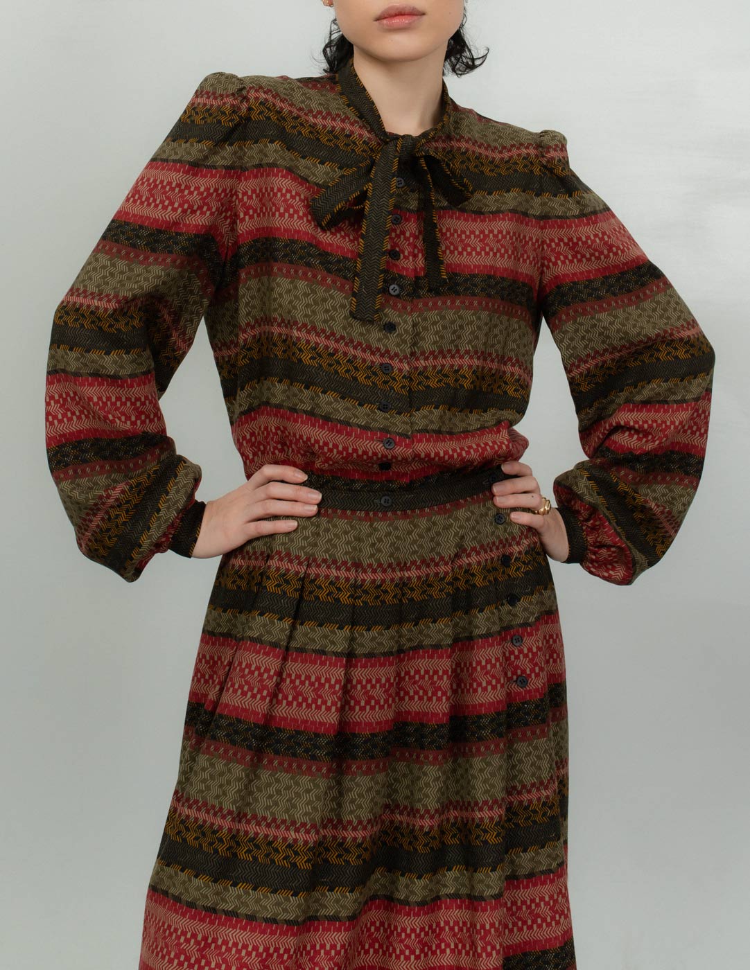 vintage patterned wool and silk dress