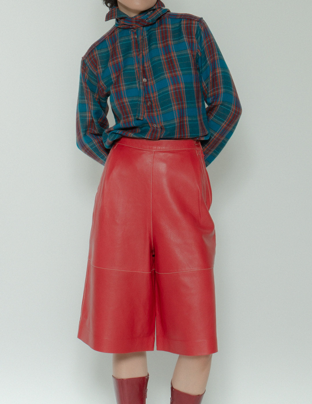 vintage red leather culottes