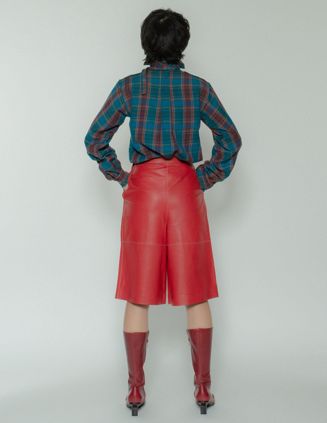 vintage red leather culottes