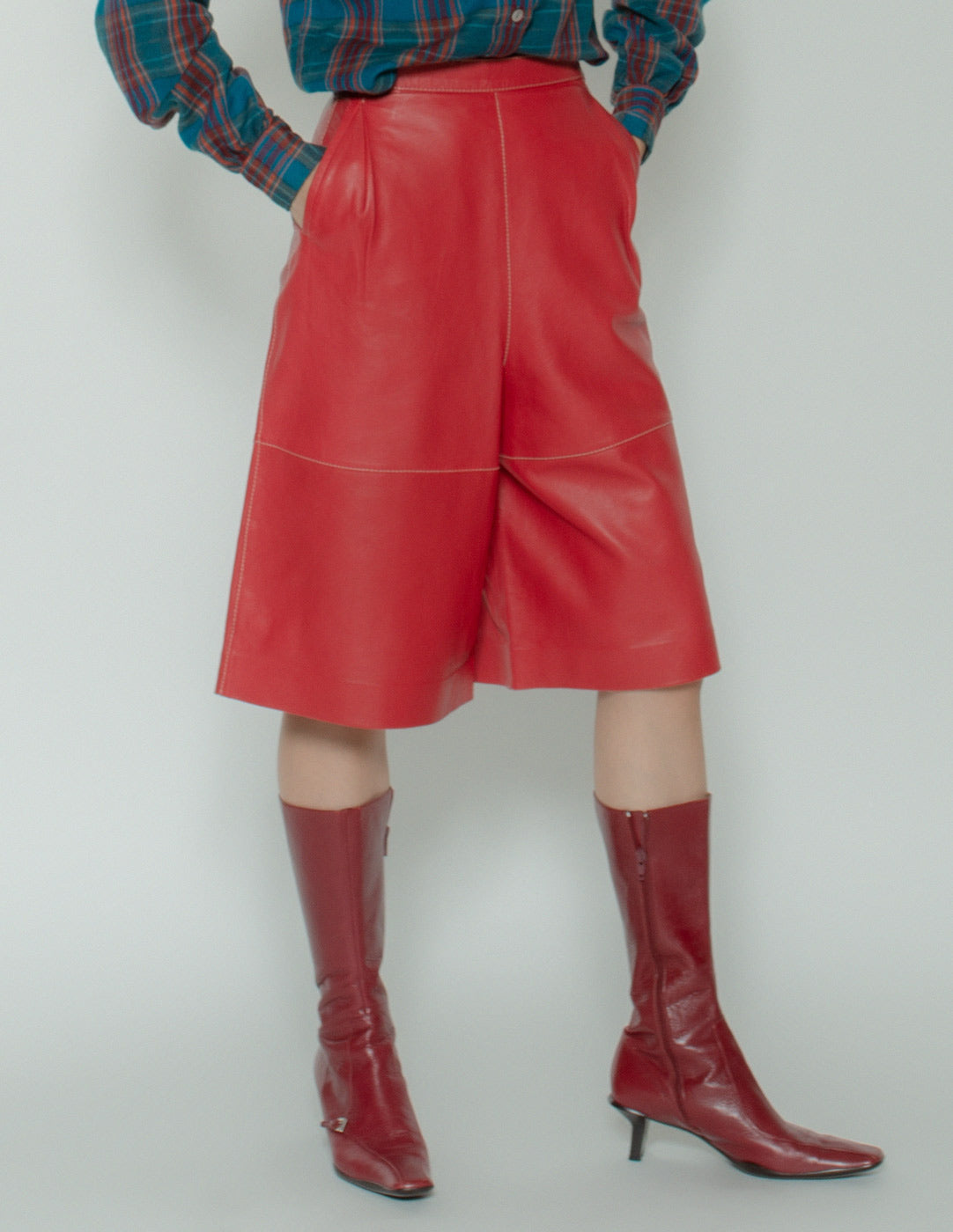 vintage red leather culottes