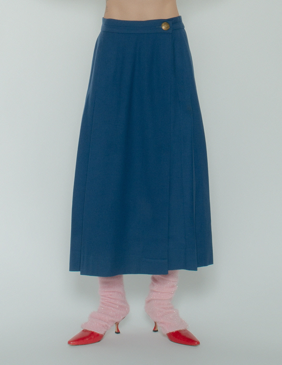 vintage wool wrap pleated skirt