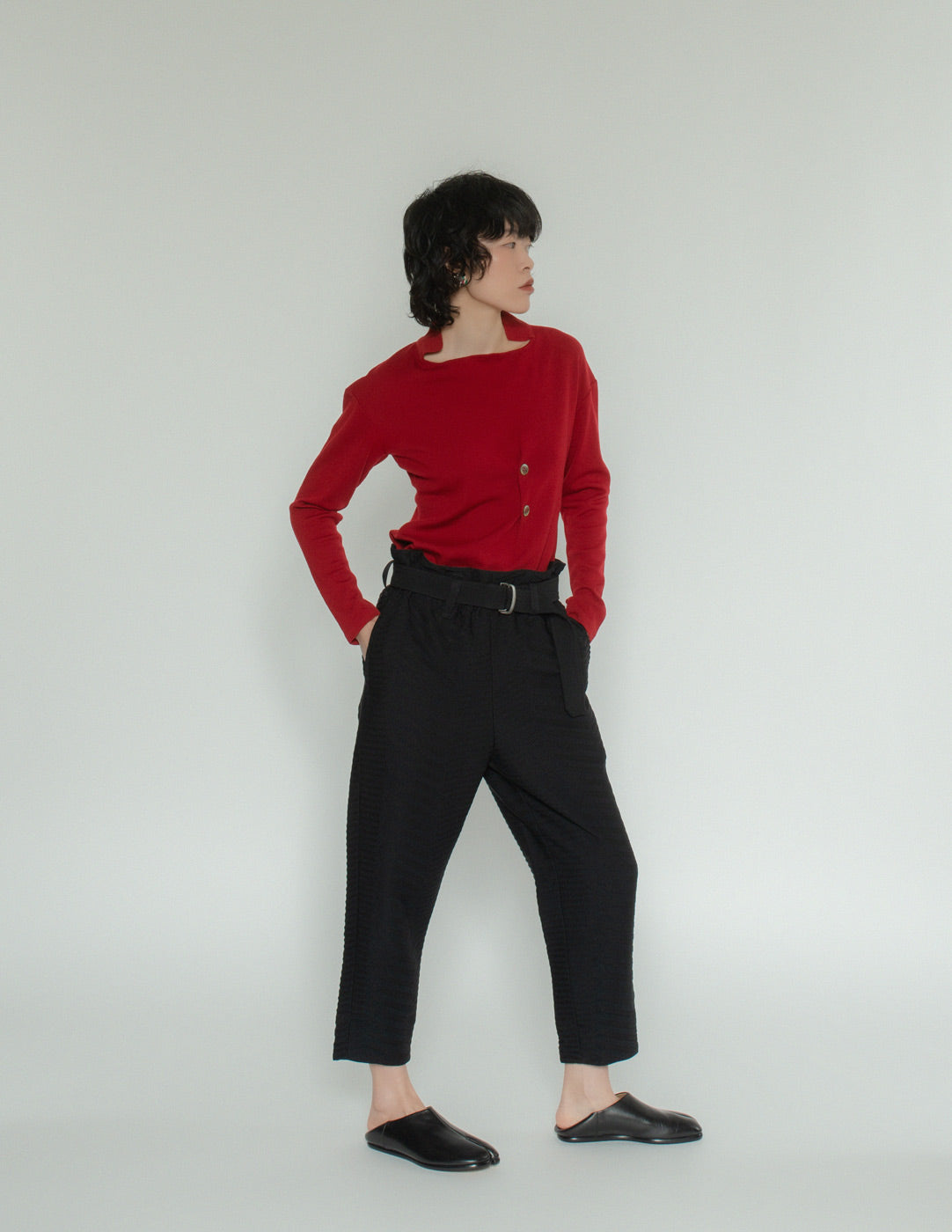 pleated crop trousers