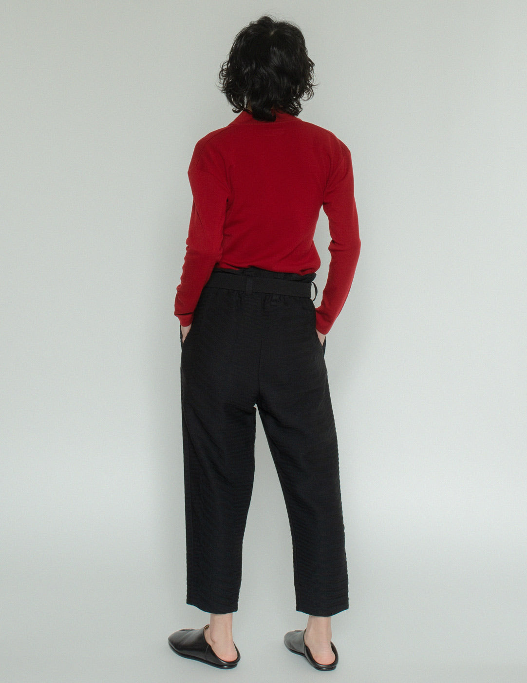 pleated crop trousers