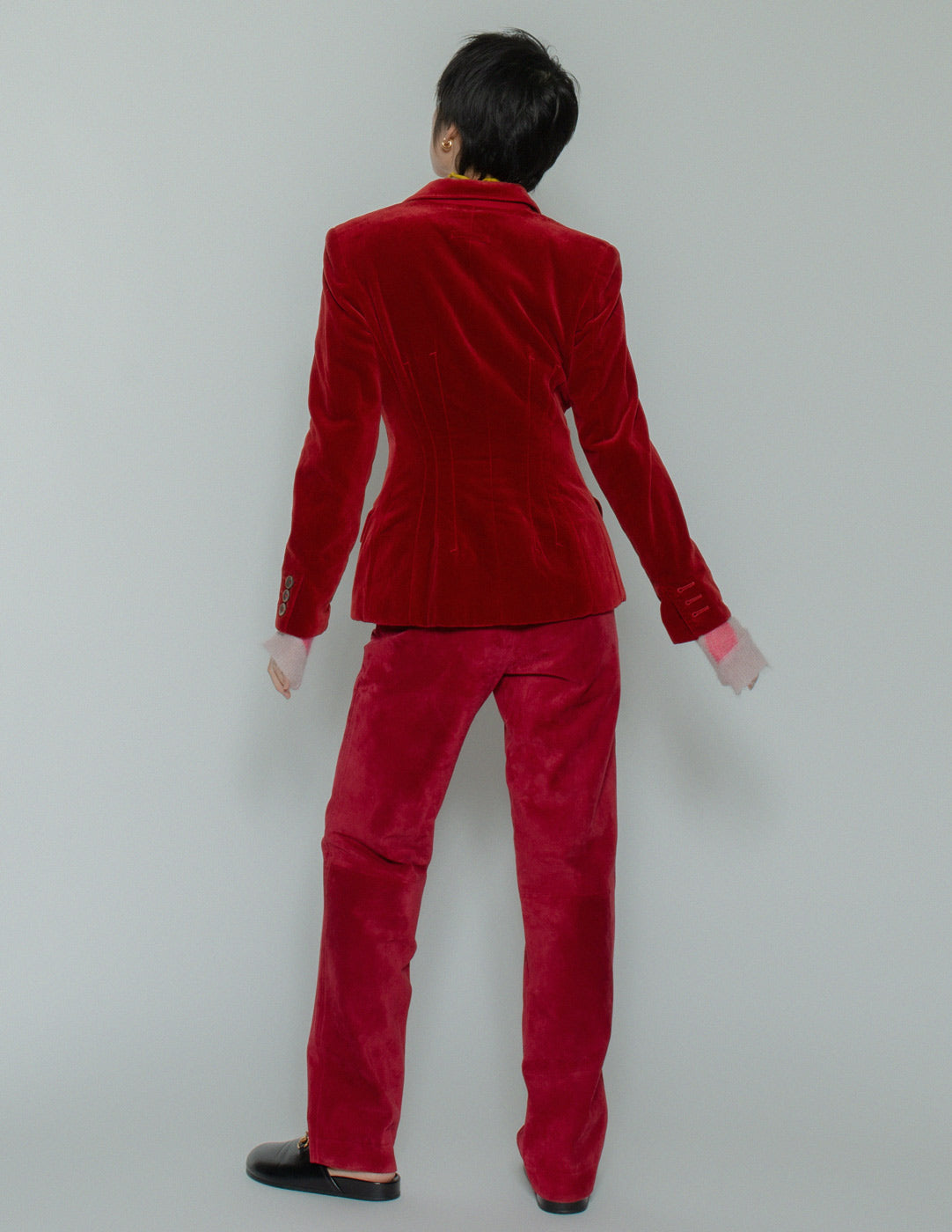 vintage red velvet blazer