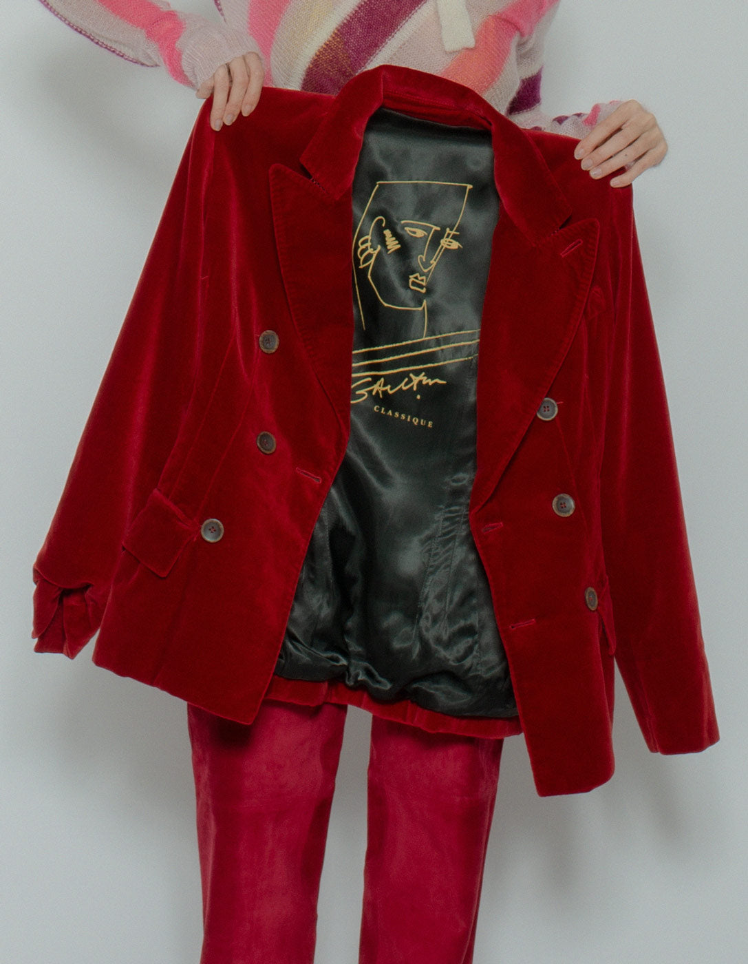 vintage red velvet blazer