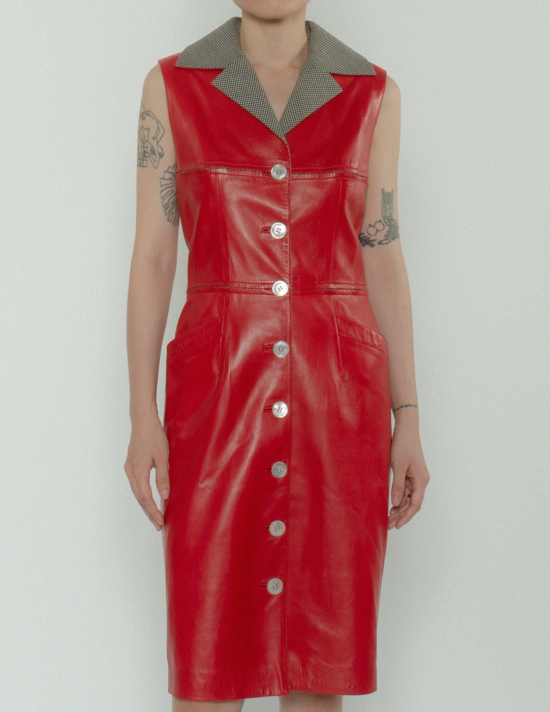 vintage buttoned leather dress