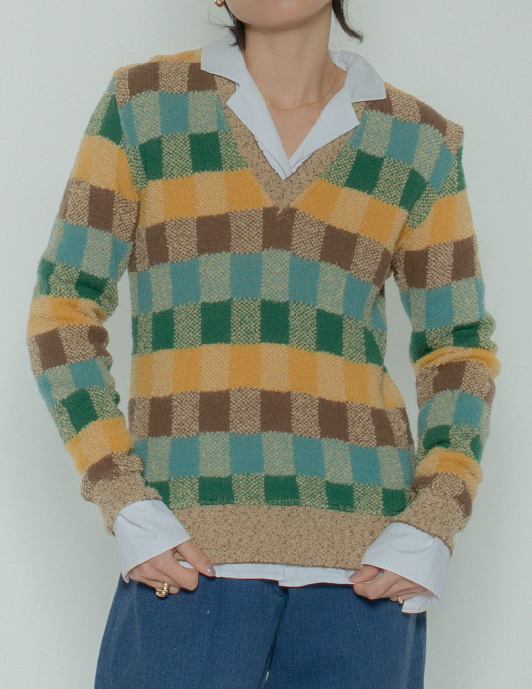 Missoni Uomo vintage checkered v-neck sweater