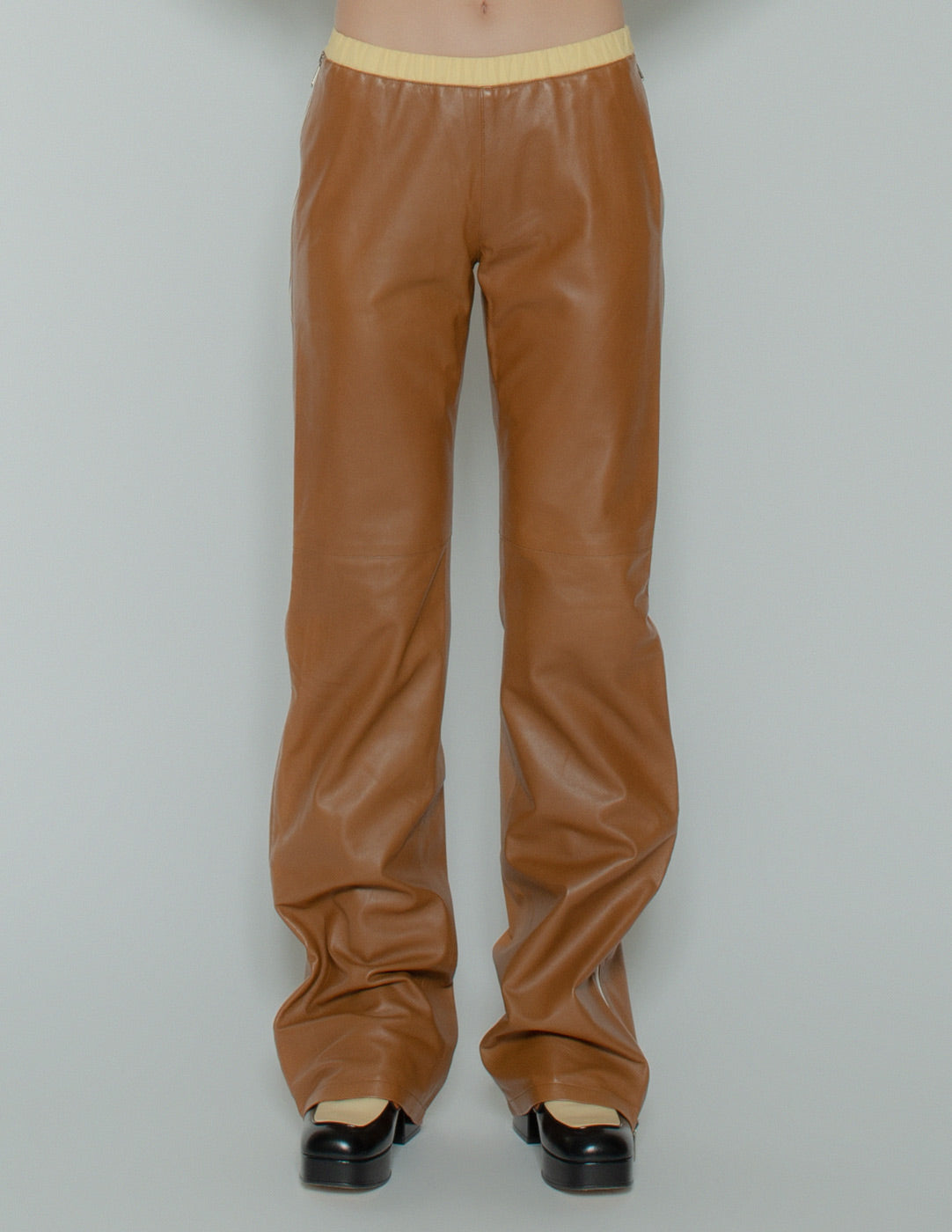 MIU MIU vintage low-rise leather trousers with side zippers