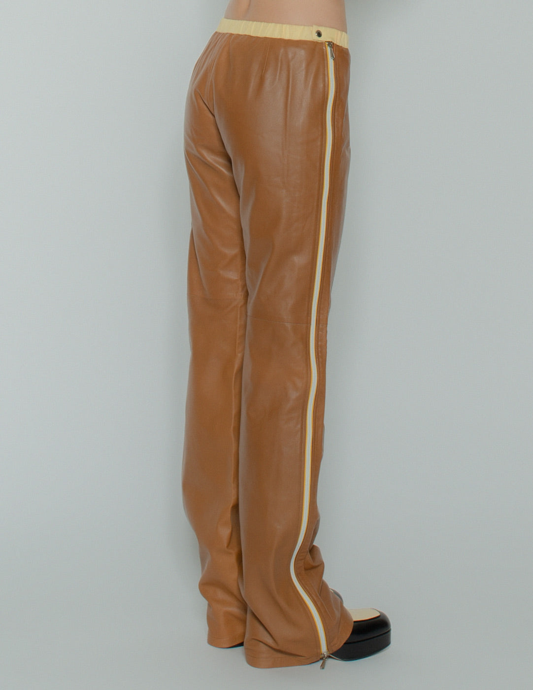 MIU MIU vintage low-rise leather trousers with side zippers