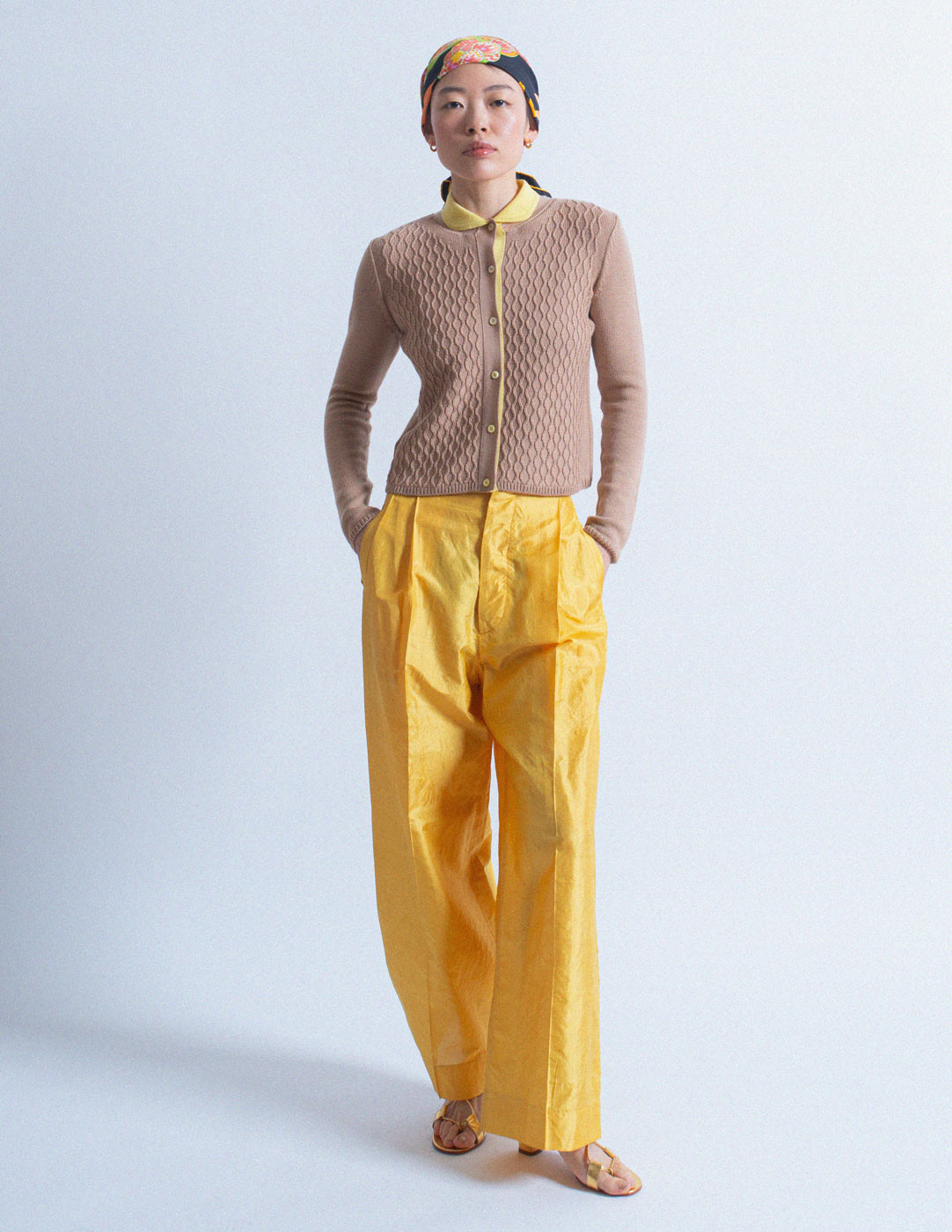 ROMEO GIGLI vintage marigold high waisted silk trousers