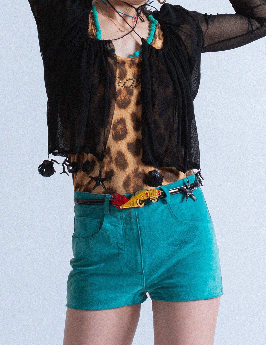 vintage teal suede shorts