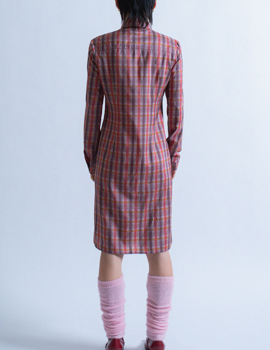 plaid silk shirt dress