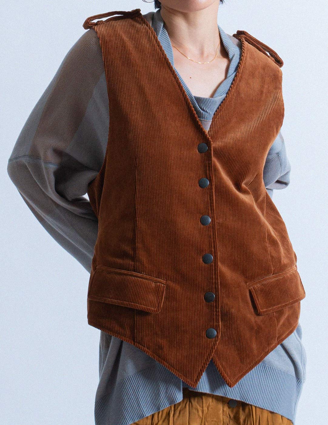 caramel corduroy vest