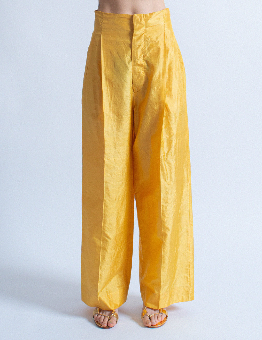 ROMEO GIGLI vintage marigold high waisted silk trousers