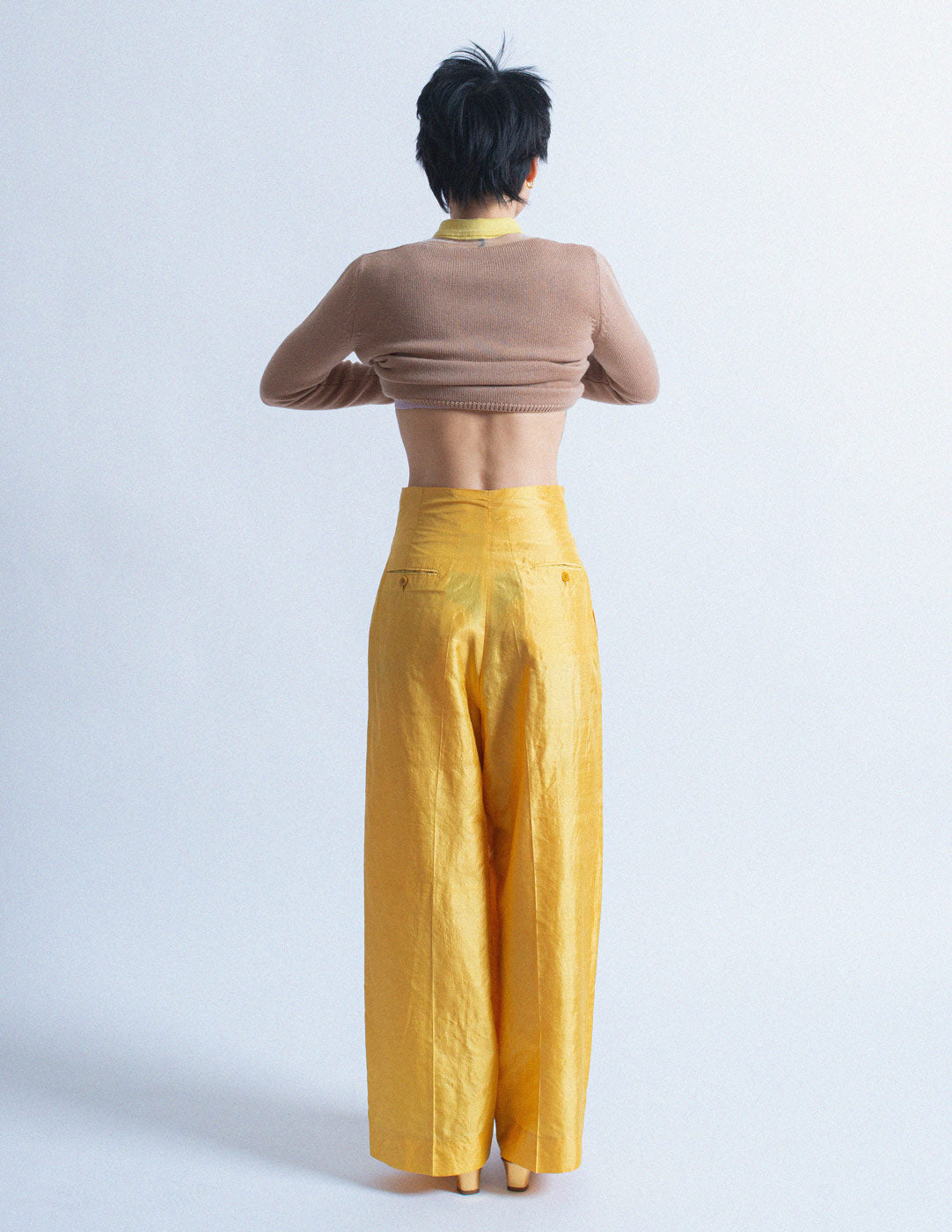 ROMEO GIGLI vintage marigold high waisted silk trousers