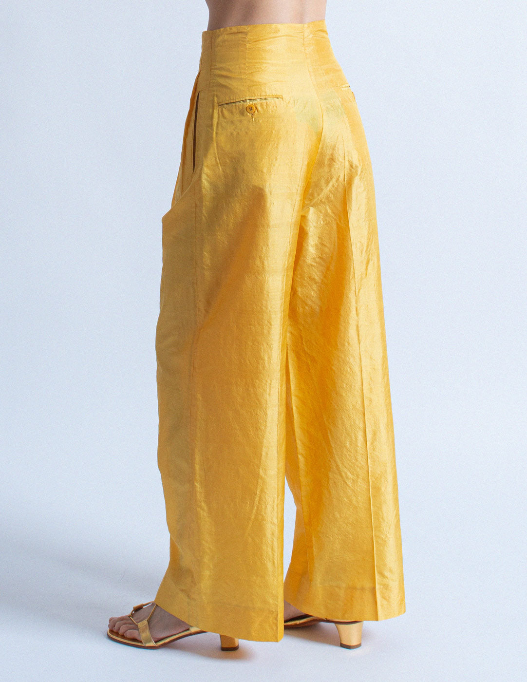 ROMEO GIGLI vintage marigold high waisted silk trousers