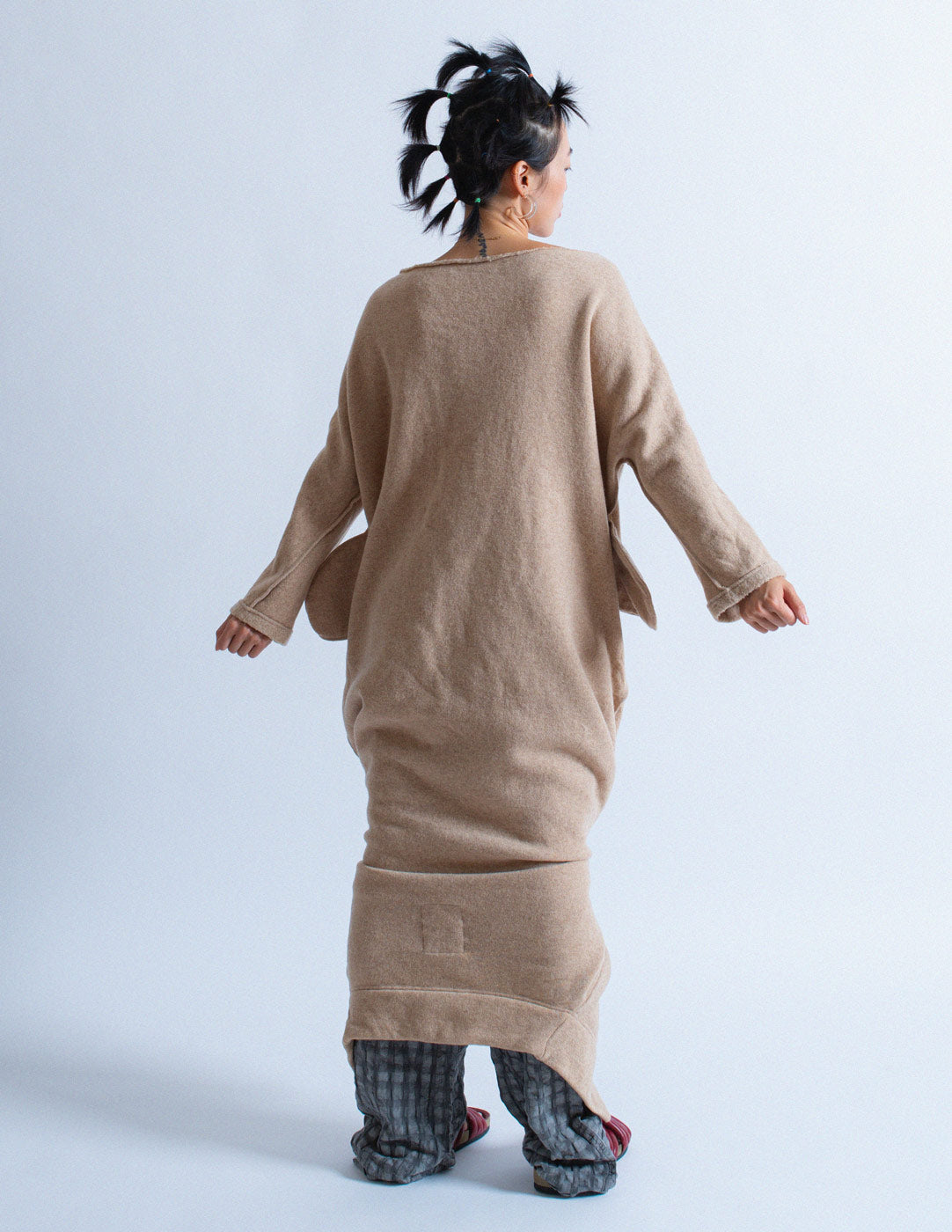 convertible maxi wool robe