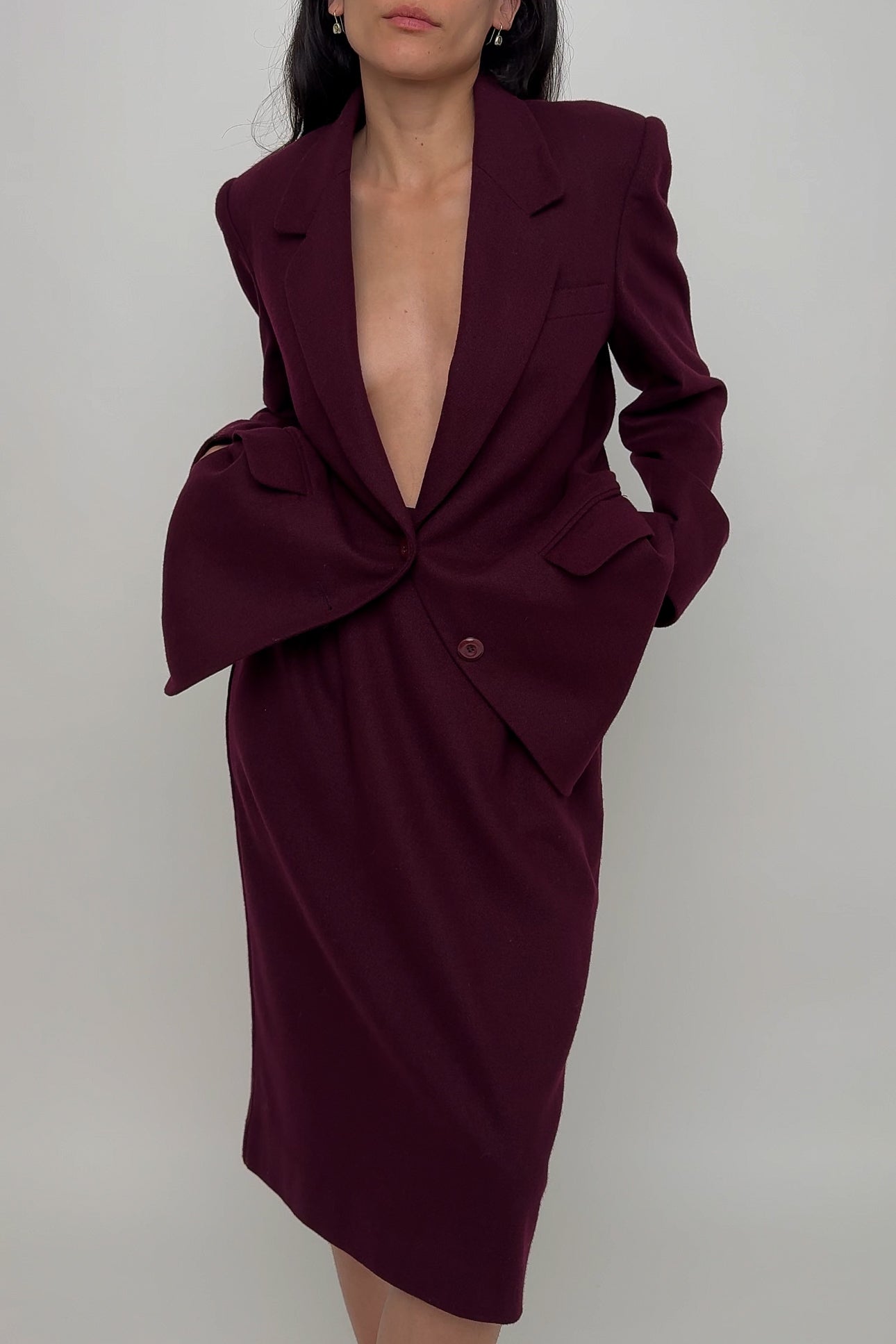 Vintage Merlot Wool Two Piece Skirt Suit