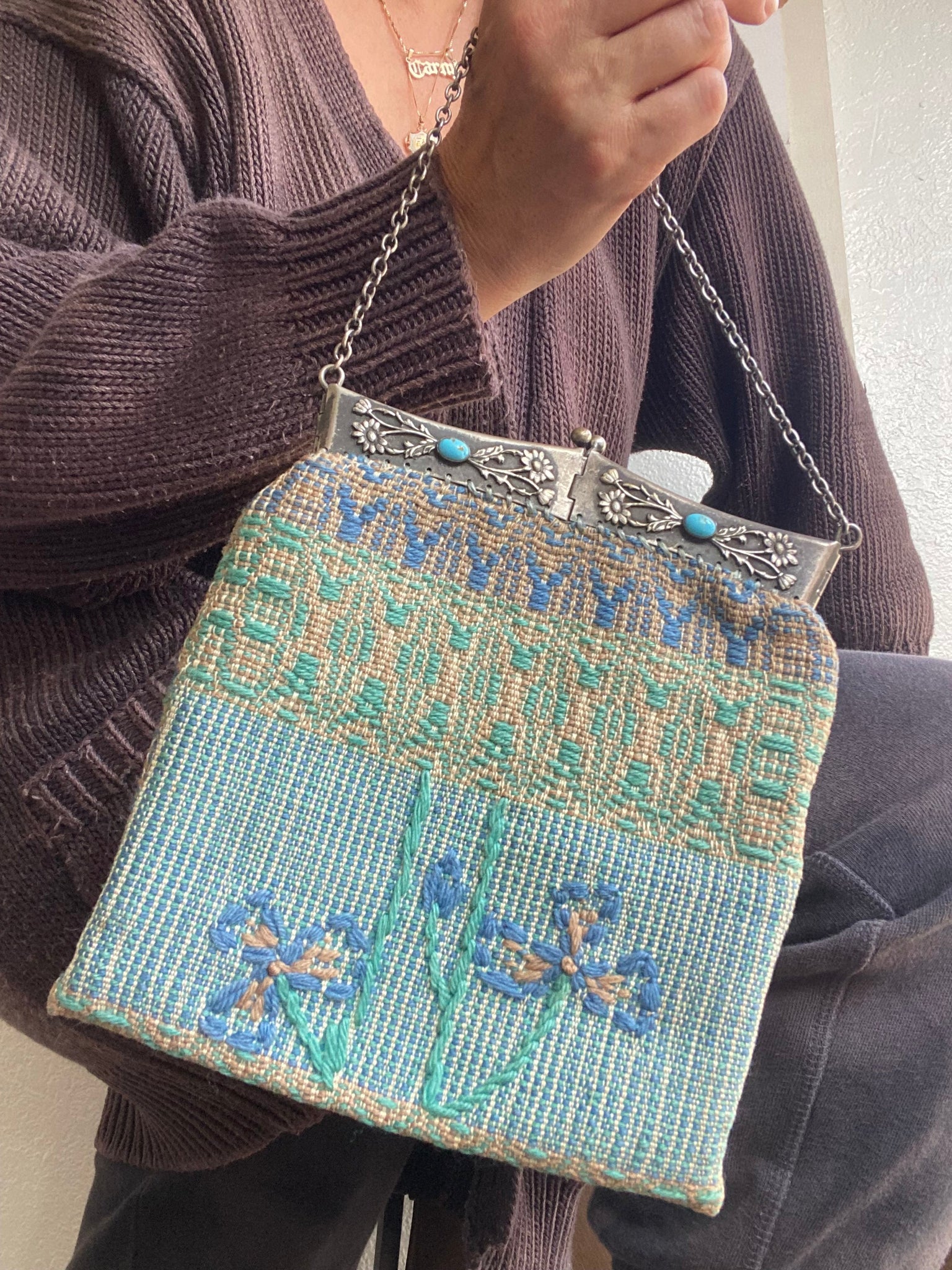 Forget-Me-Not Floral Frame Purse