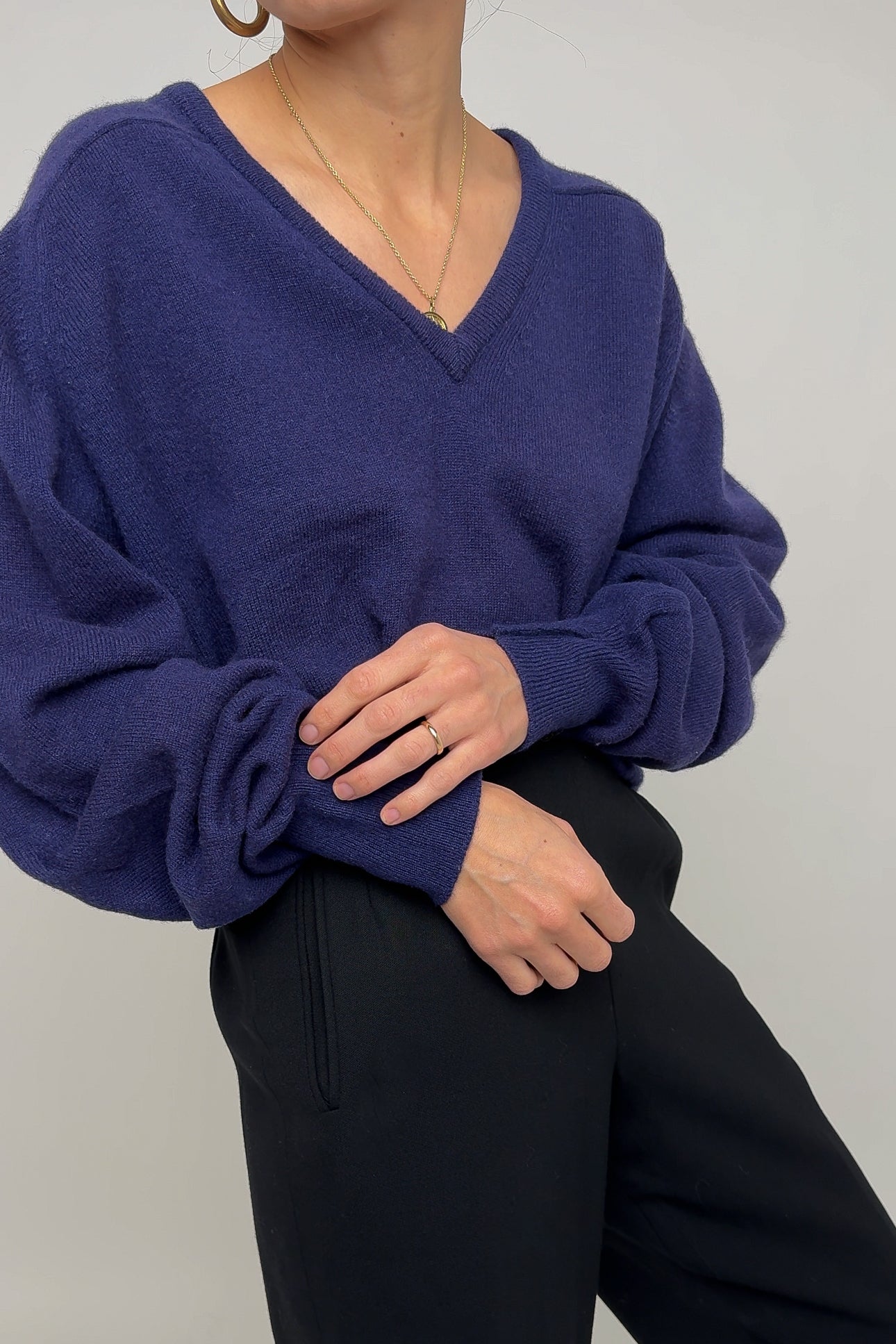 Vintage English Night Sky Lambswool V-Neck Sweater