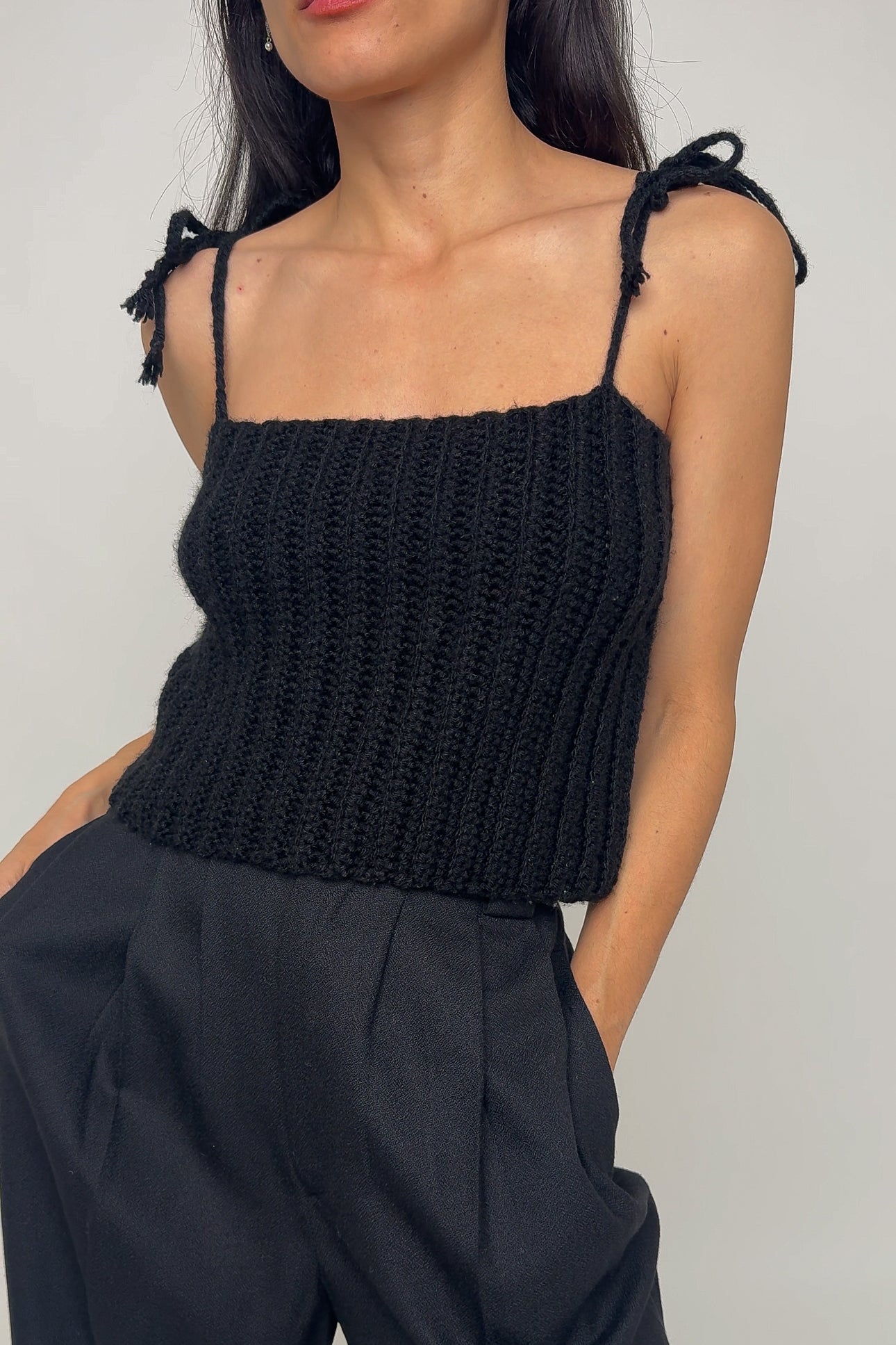 Vintage Coal Hand Knit Sleeveless Sweater