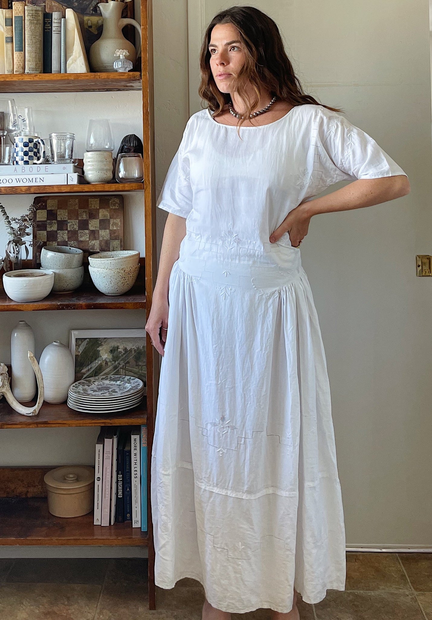 1920s Cutwork Linen Dress