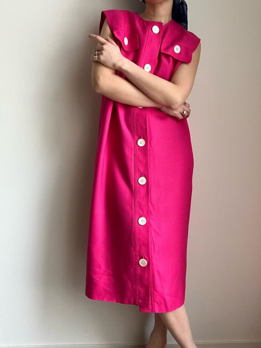 Celine Pink Linen Shift Dress