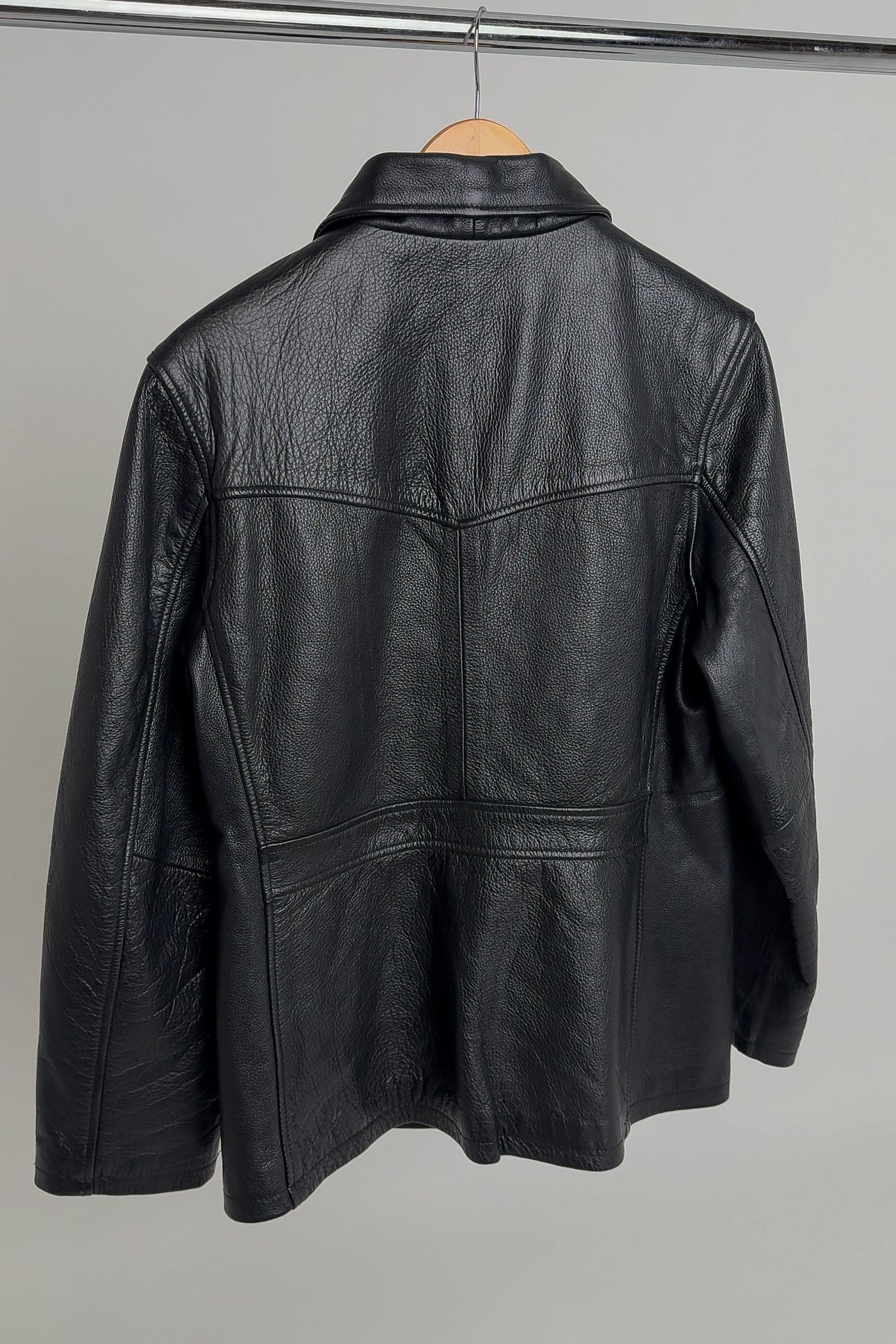 Vintage Carbon Leather Zip-Up Jacket