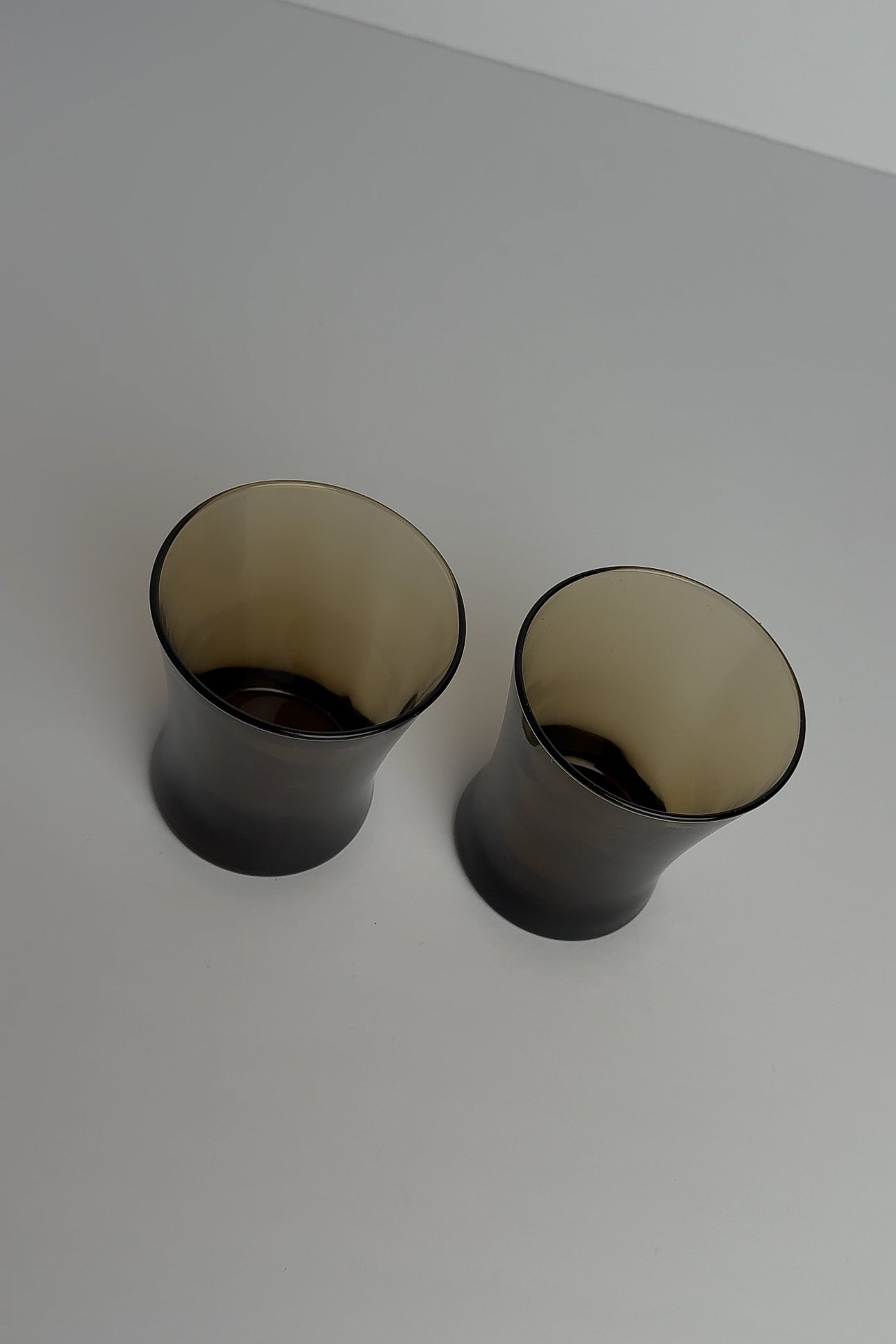 Vintage 90s Olive Drab Smoked Glass Tumblers (2)