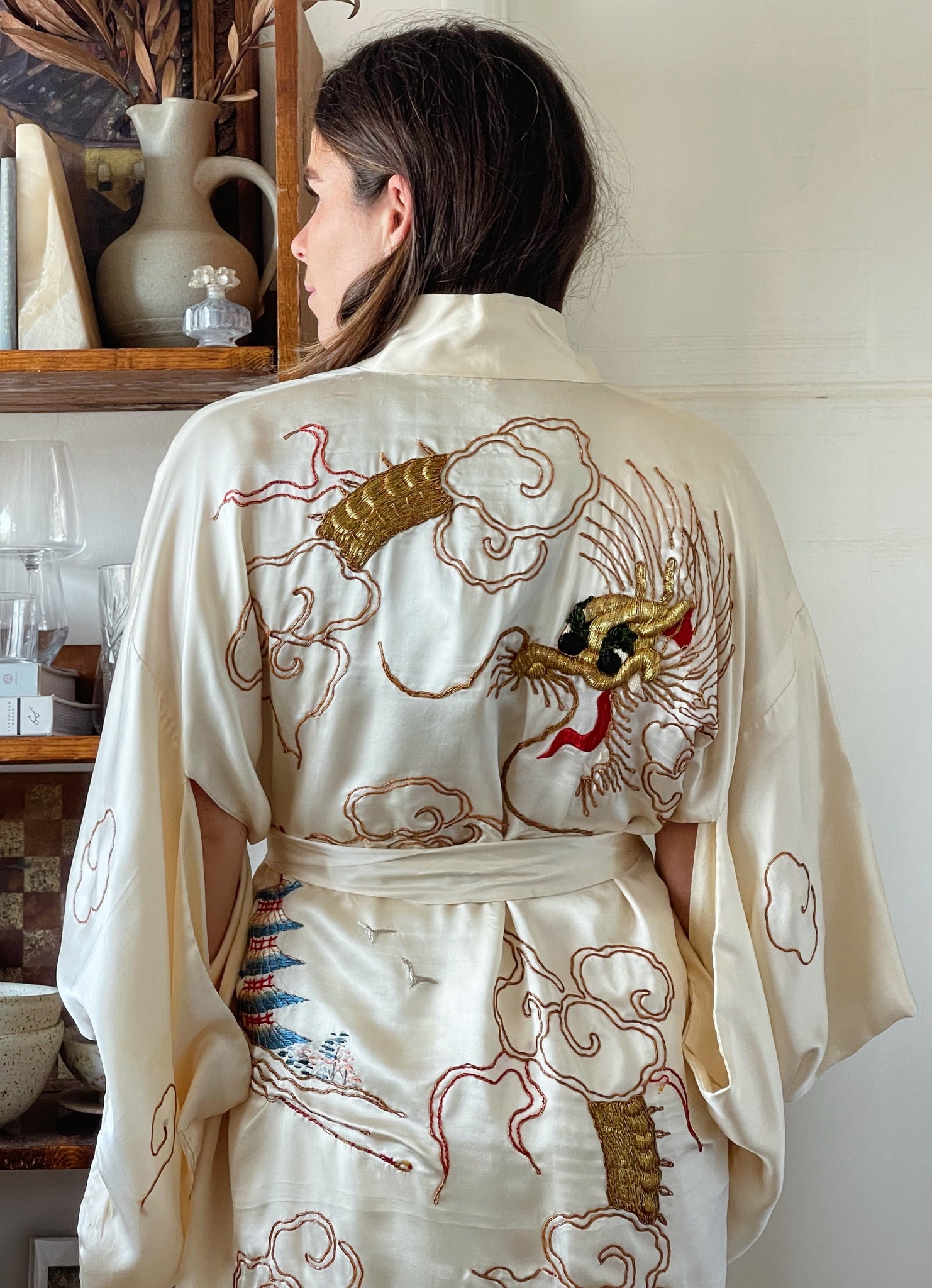 Embroidered Silk Dragon Kimono