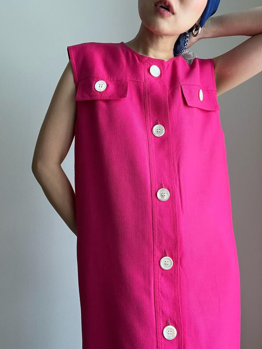 Celine Pink Linen Shift Dress