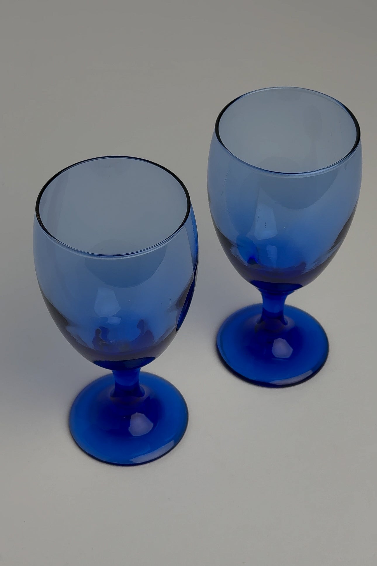 Vintage 90s Lapis Smoked Glass Pokal Goblets (2)