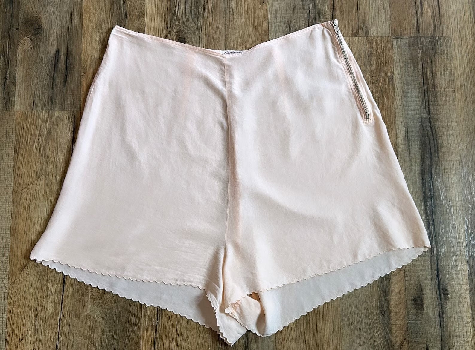 peach pink pure silk tap shorts